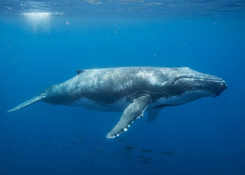 Blue Whale in Deep Ocean